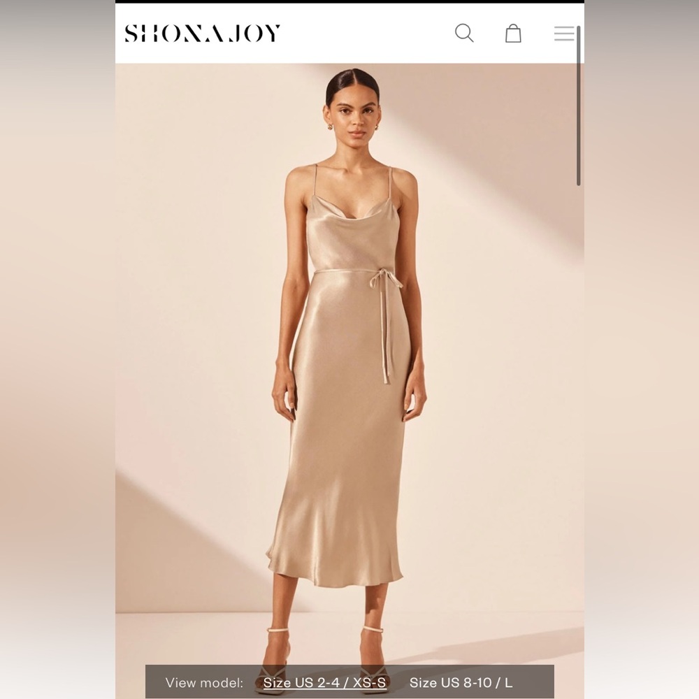 Shona Joy Dress - La Lune Bias Cowl Midi Dress Gold
